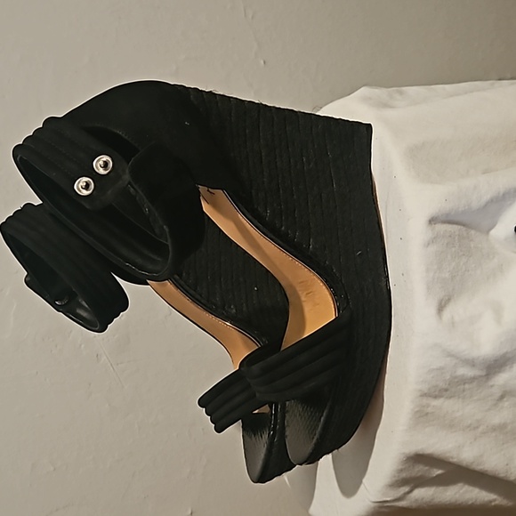 BLACK SIZE 10 MARK AND JAMES SUEDE WEDGE ESPIDRILLE - Picture 4 of 7